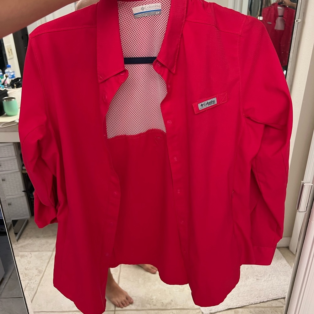 Columbia PFG Fishing Shirt Hot Pink